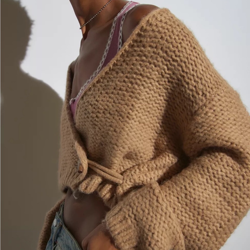 Wrap Cardigan - Urban Outfitters brown wool